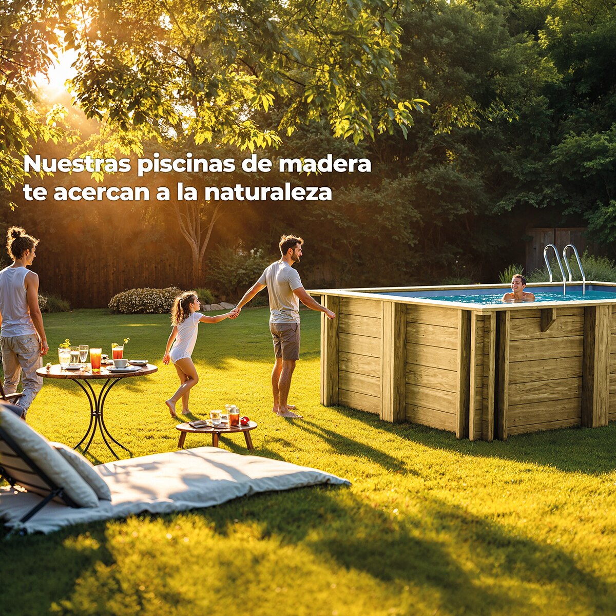 Piscina madera rectangular  375x200x68cm Marrón-13