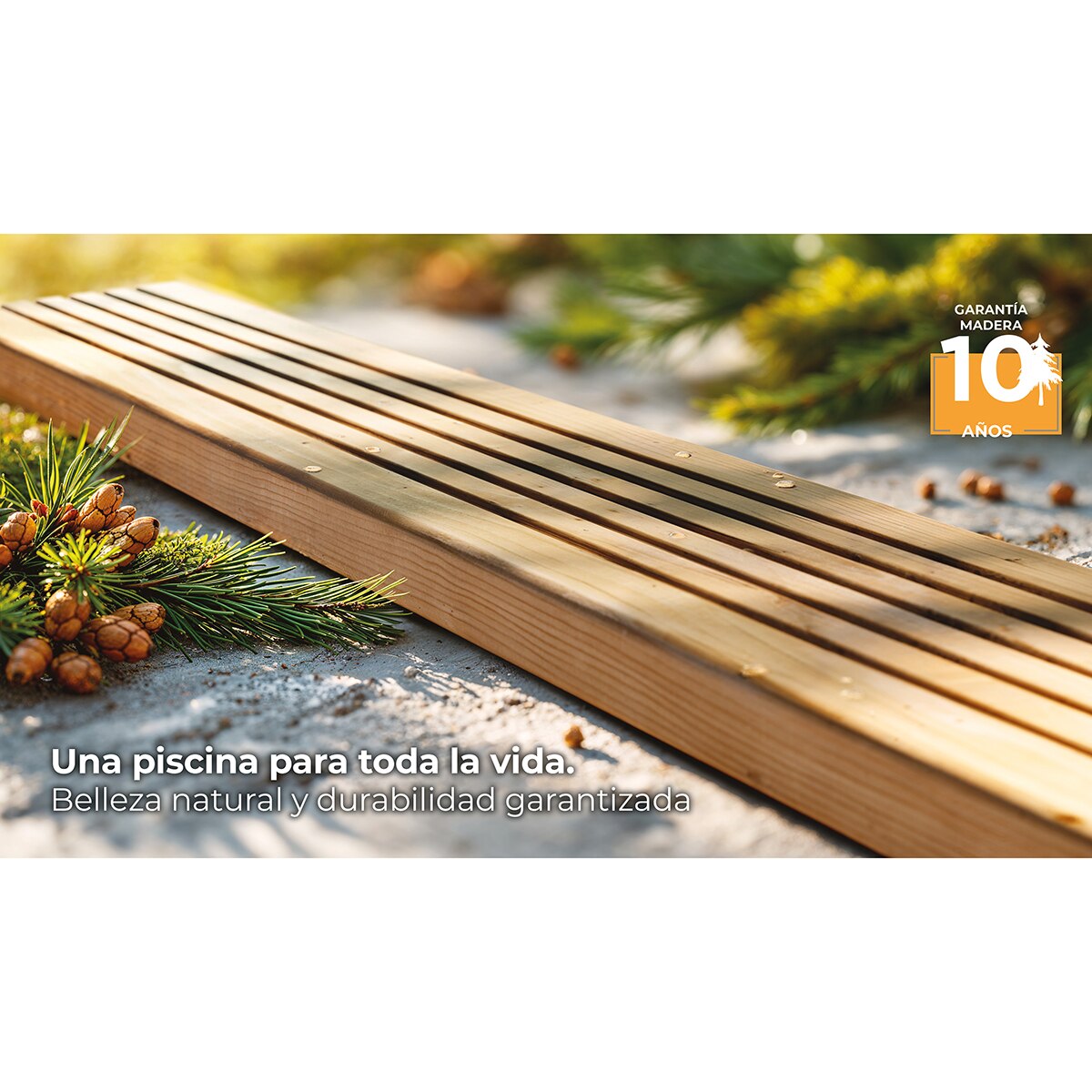 Piscina madera rectangular  375x200x68cm Marrón-14