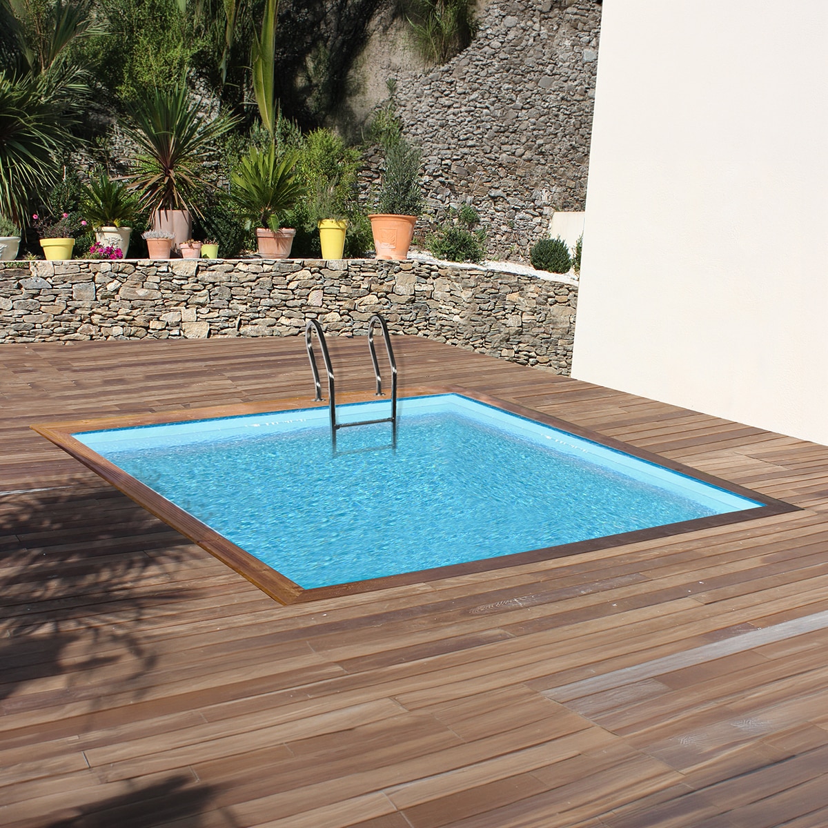Piscina madera cuadrada 225x225x0,68m Marrón-5