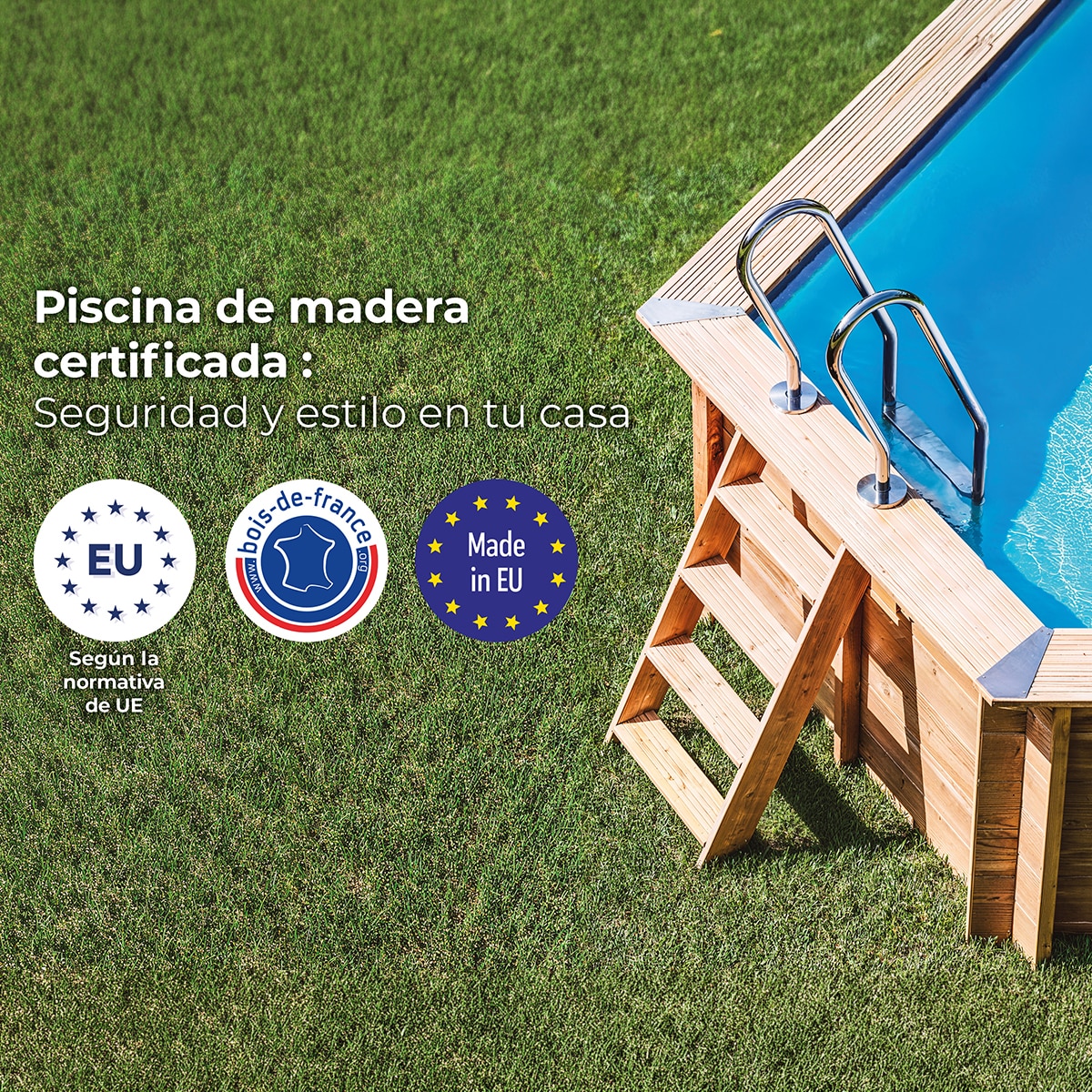 Piscina madera cuadrada 225x225x0,68m Marrón-11