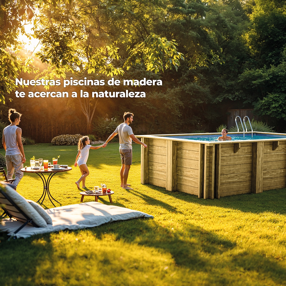 Piscina madera cuadrada 225x225x0,68m Marrón-14