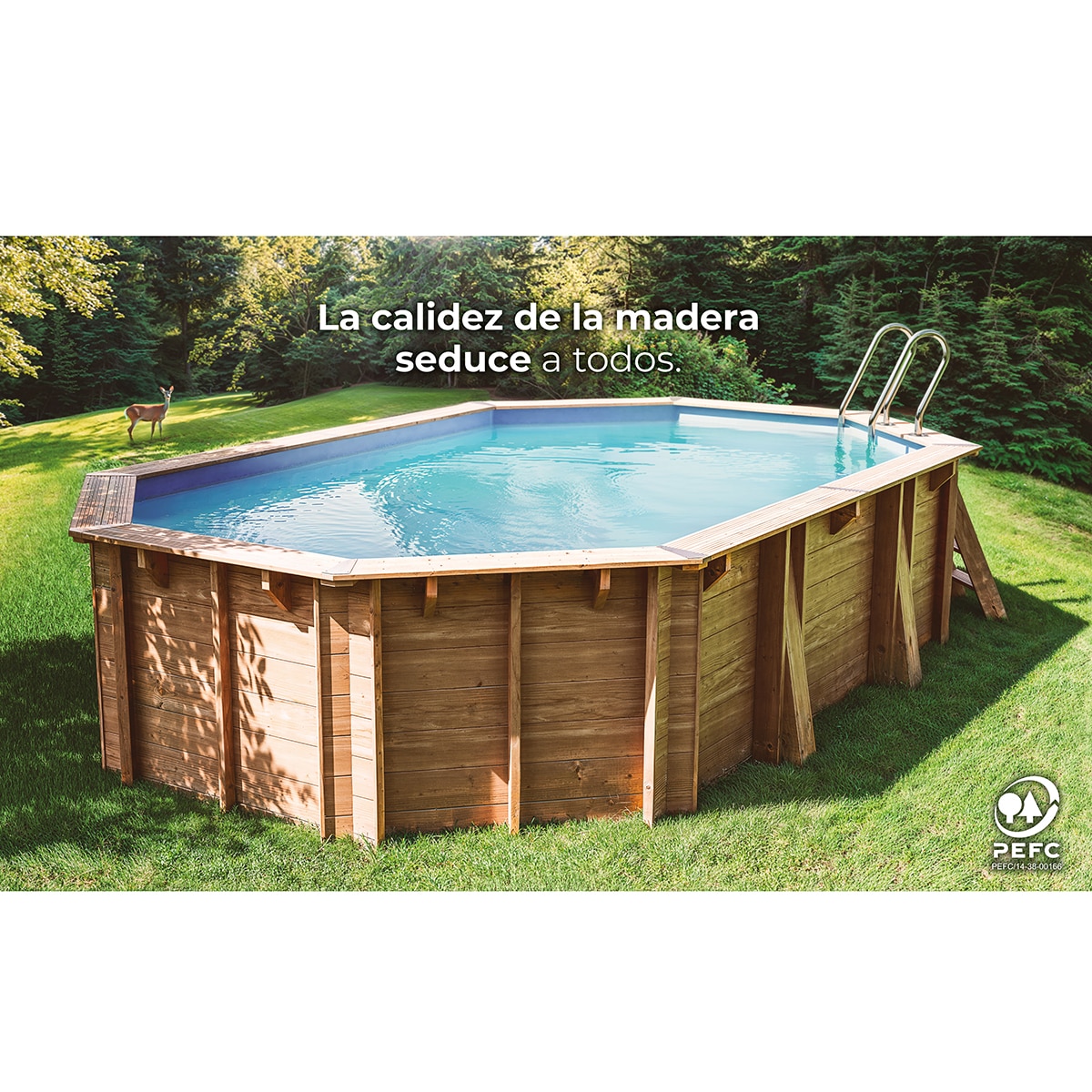 Piscina madera ovalada 755x456x146cm Marrón-11