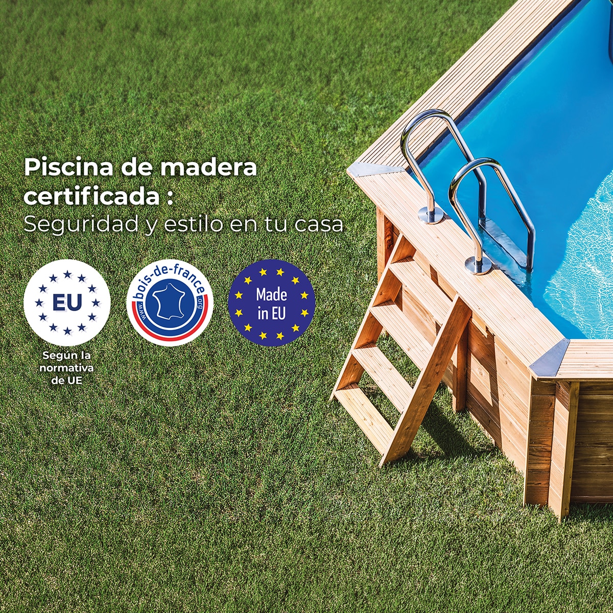 Piscina madera ovalada 755x456x146cm Marrón-13