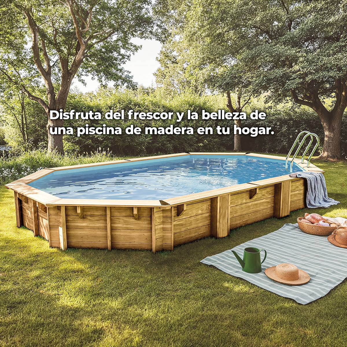 Piscina madera ovalada 755x456x146cm Marrón-15