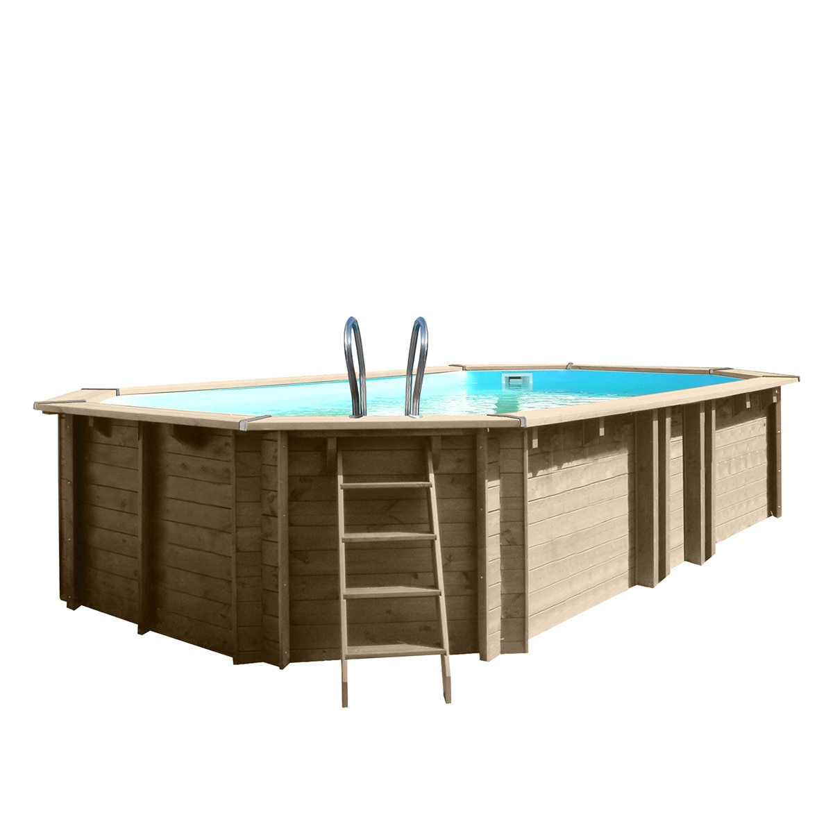 Gre - Piscina madera ovalada 672x472x146cm.