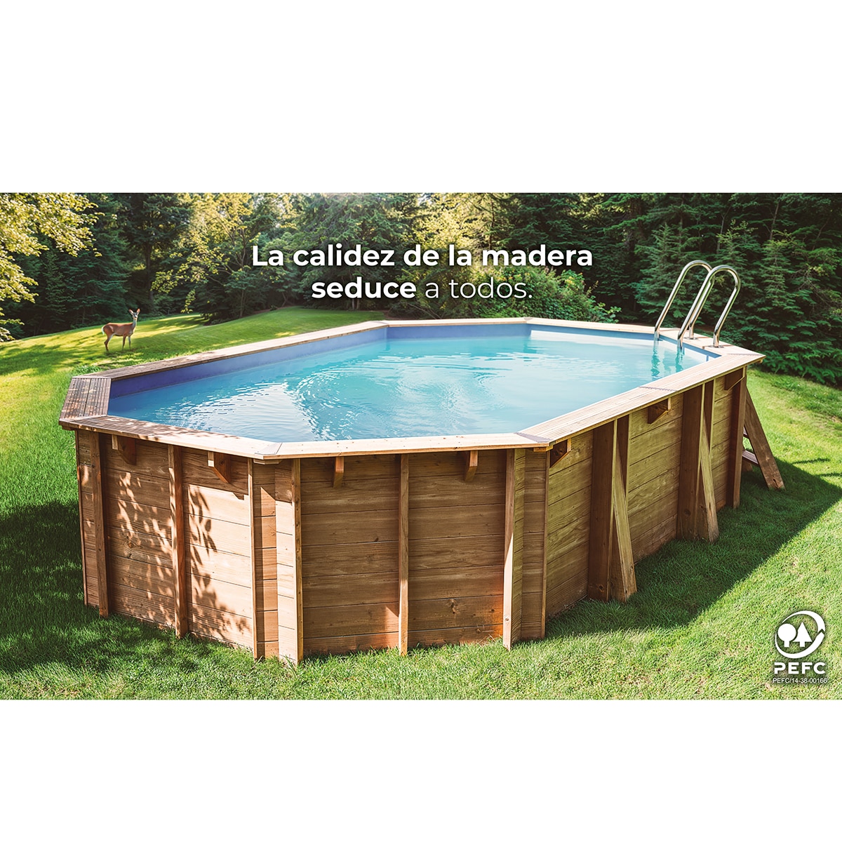Piscina madera ovalada 672x472x146cm Marrón-11