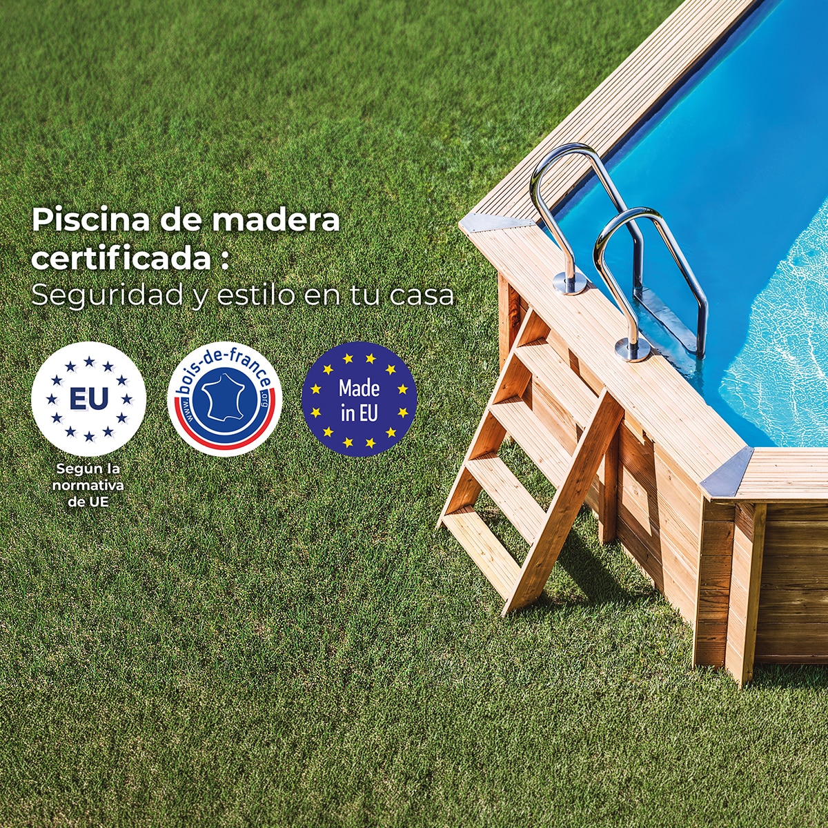 Piscina madera ovalada 672x472x146cm Marrón-13