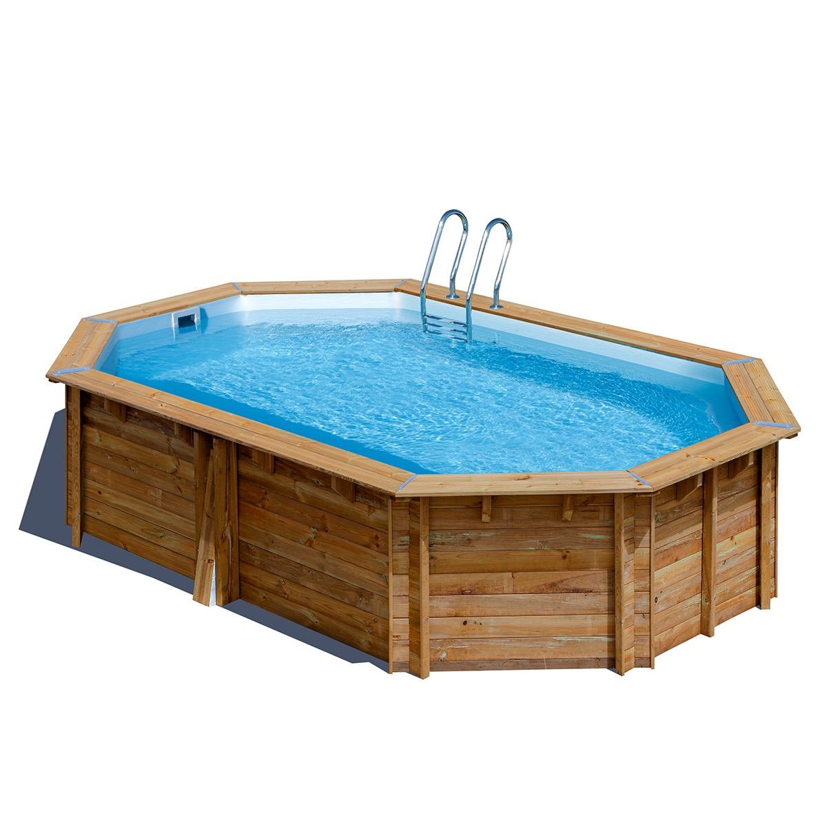 Gre - Piscina madera ovalada 620x395x136cm.