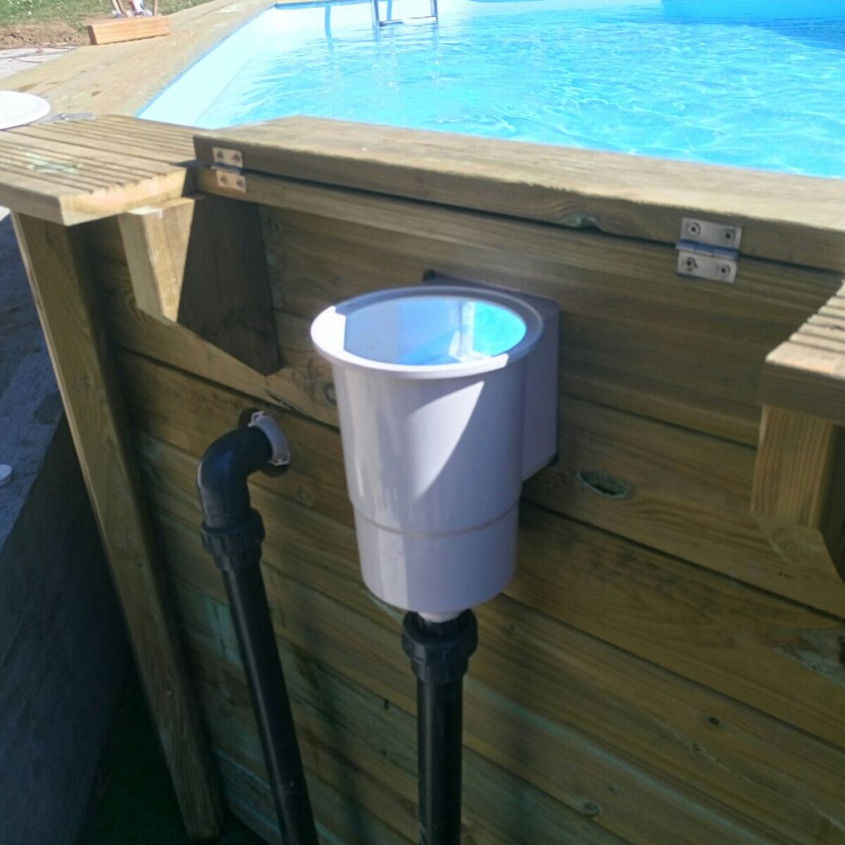 Piscina madera ovalada 620x395x136cm Marrón-5