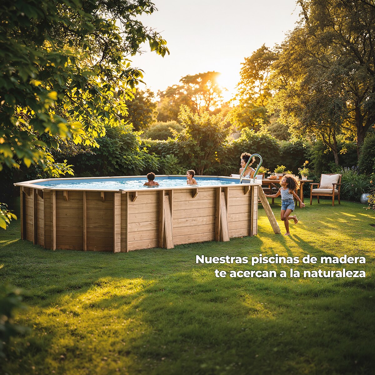 Piscina madera ovalada 620x395x136cm Marrón-12