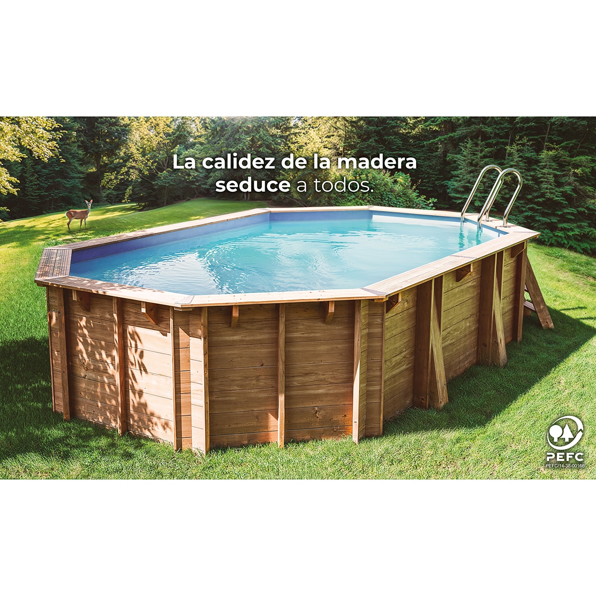 Piscina madera ovalada 656x456x131cm Marrón-12