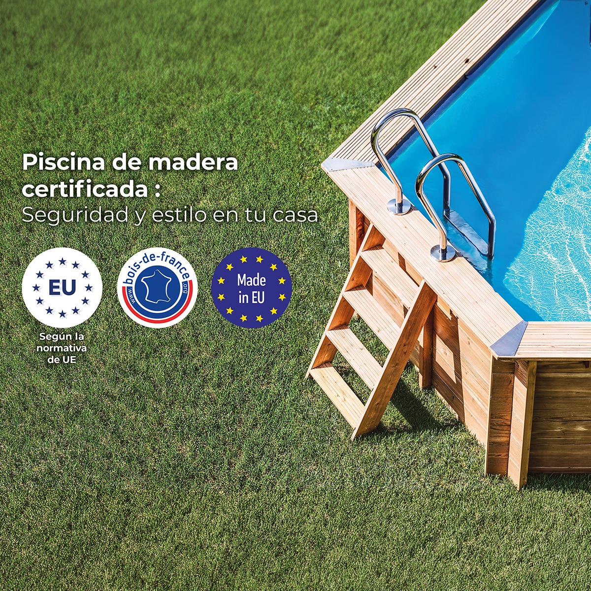 Piscina madera ovalada 656x456x131cm Marrón-14