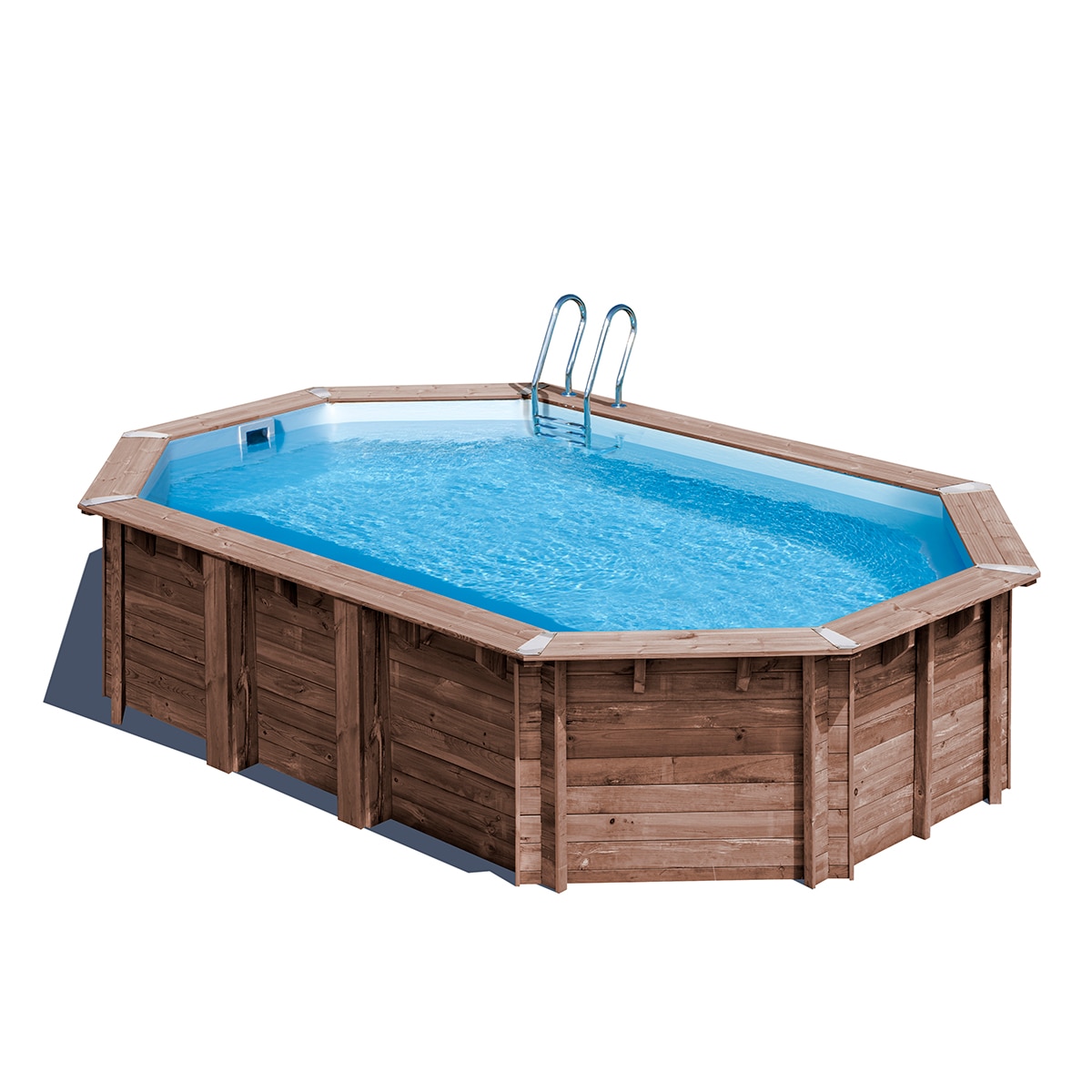 Gre - Piscina madera ovalada 632x335x130cm.