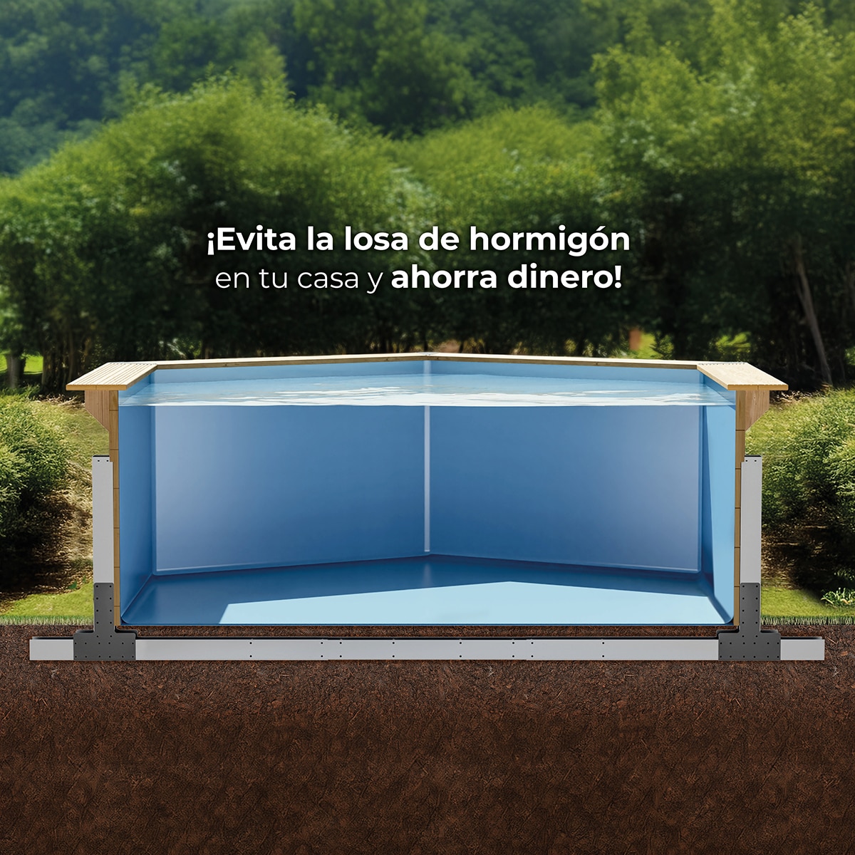 Piscina madera ovalada 535x335x136cm Marrón-11