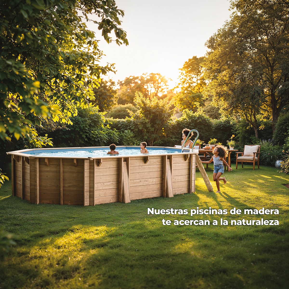 Piscina madera ovalada 535x335x136cm Marrón-17