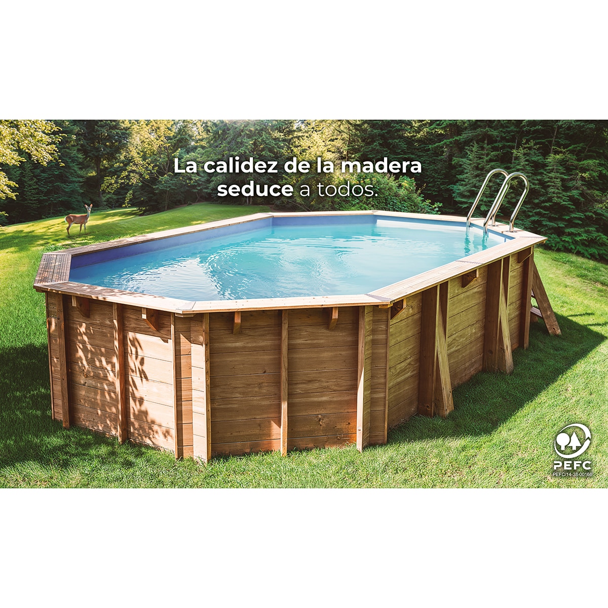 Piscina madera ovalada 536x336x117cm Marrón-12