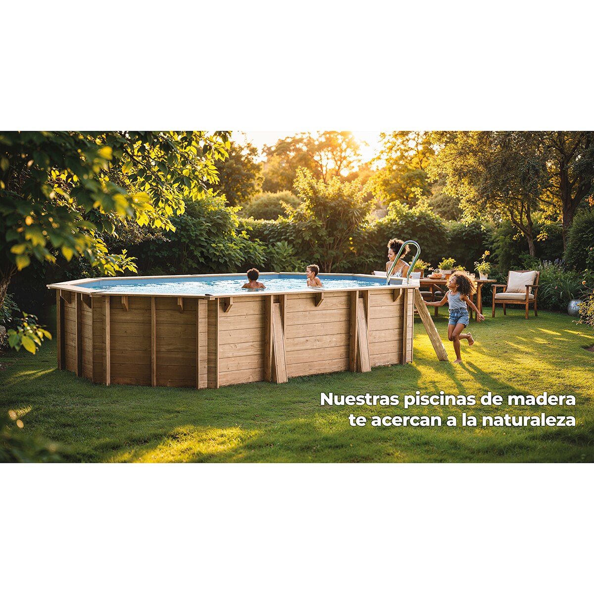 Piscina madera ovalada 536x336x117cm Marrón-18