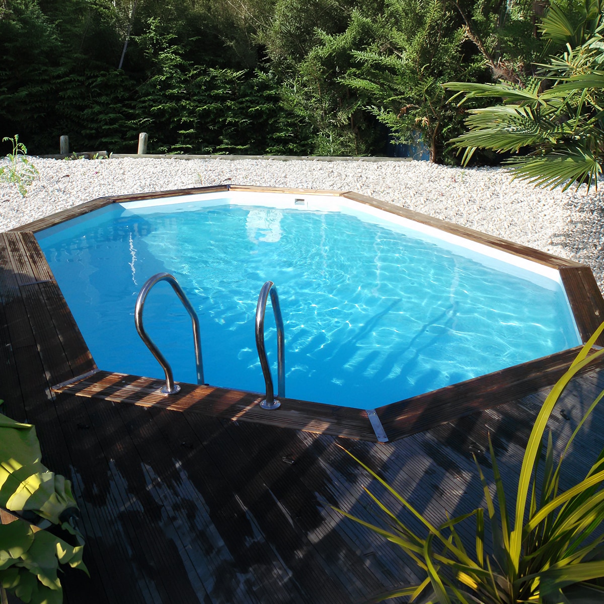 Piscina madera ovalada 436x336x117cm Marrón-12