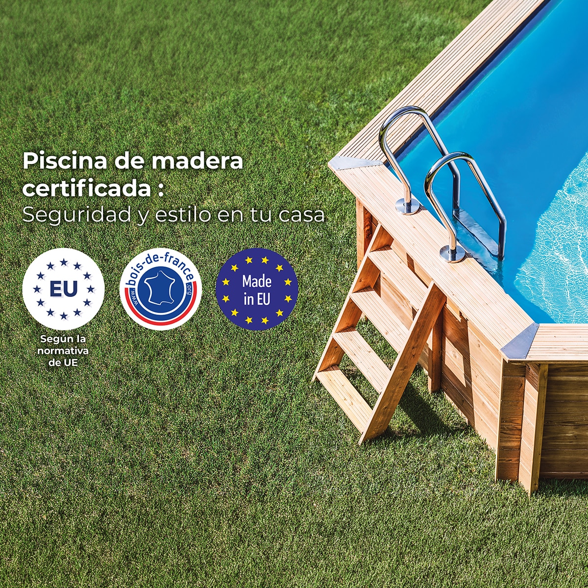 Piscina madera ovalada 436x336x117cm Marrón-16