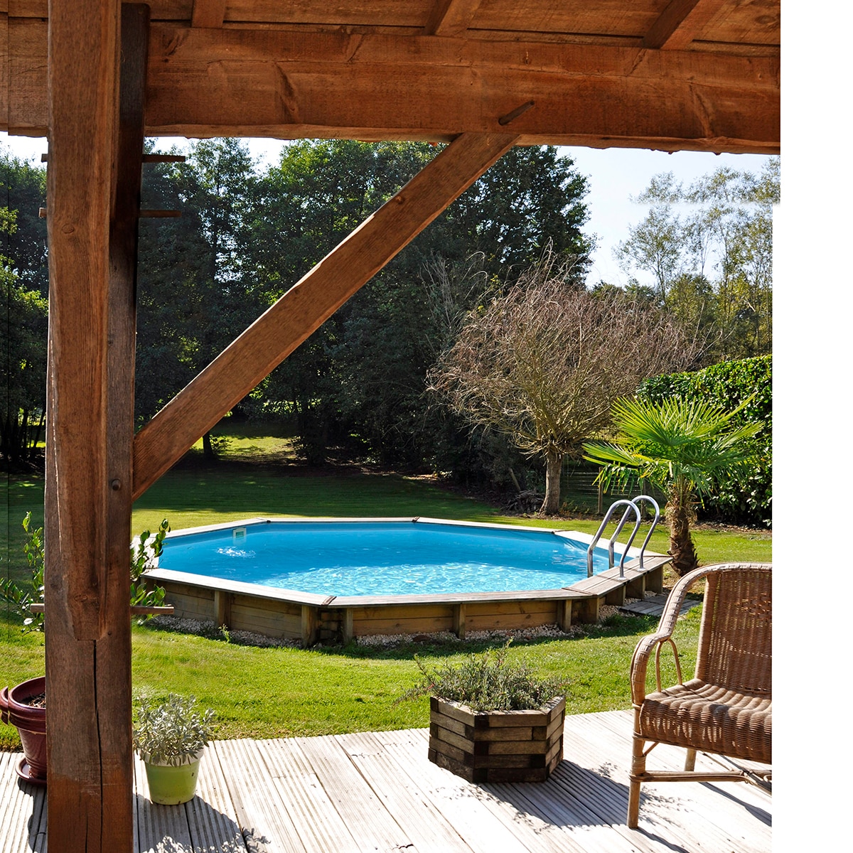 Piscina madera redonda 500x127cm Marrón-5