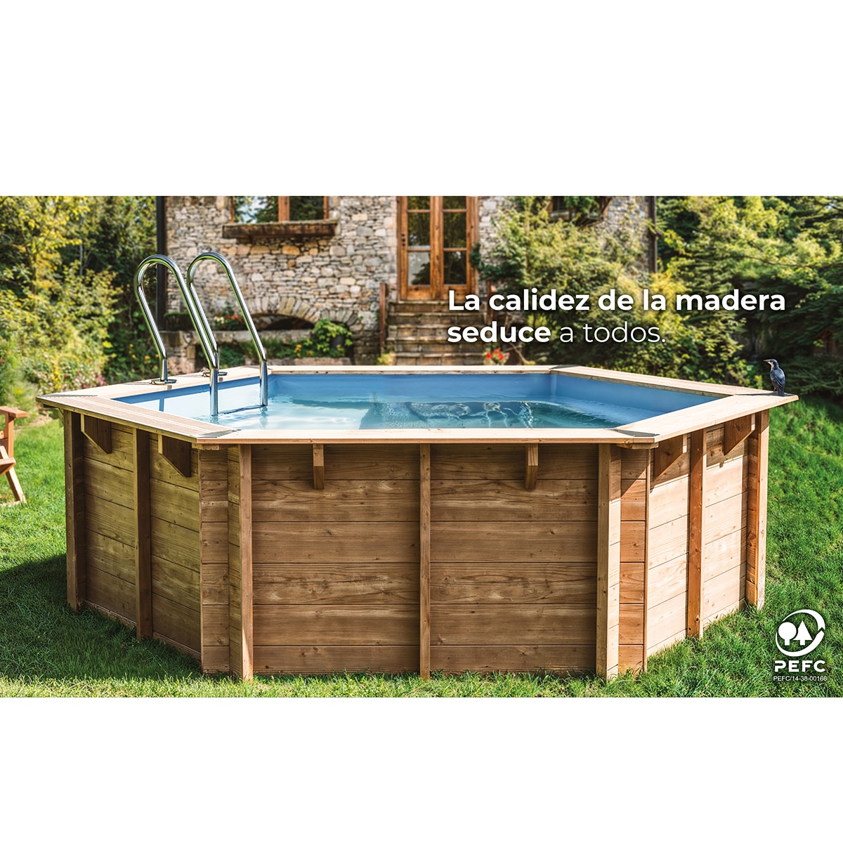 Piscina madera redonda 500x127cm Marrón-13