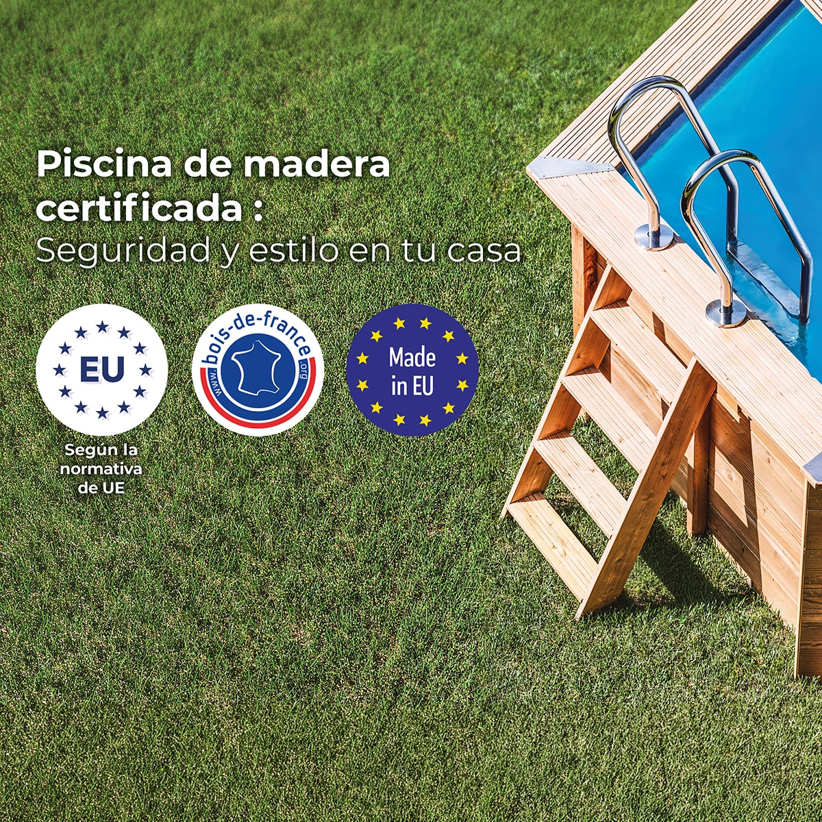 Piscina madera redonda 500x127cm Marrón-15