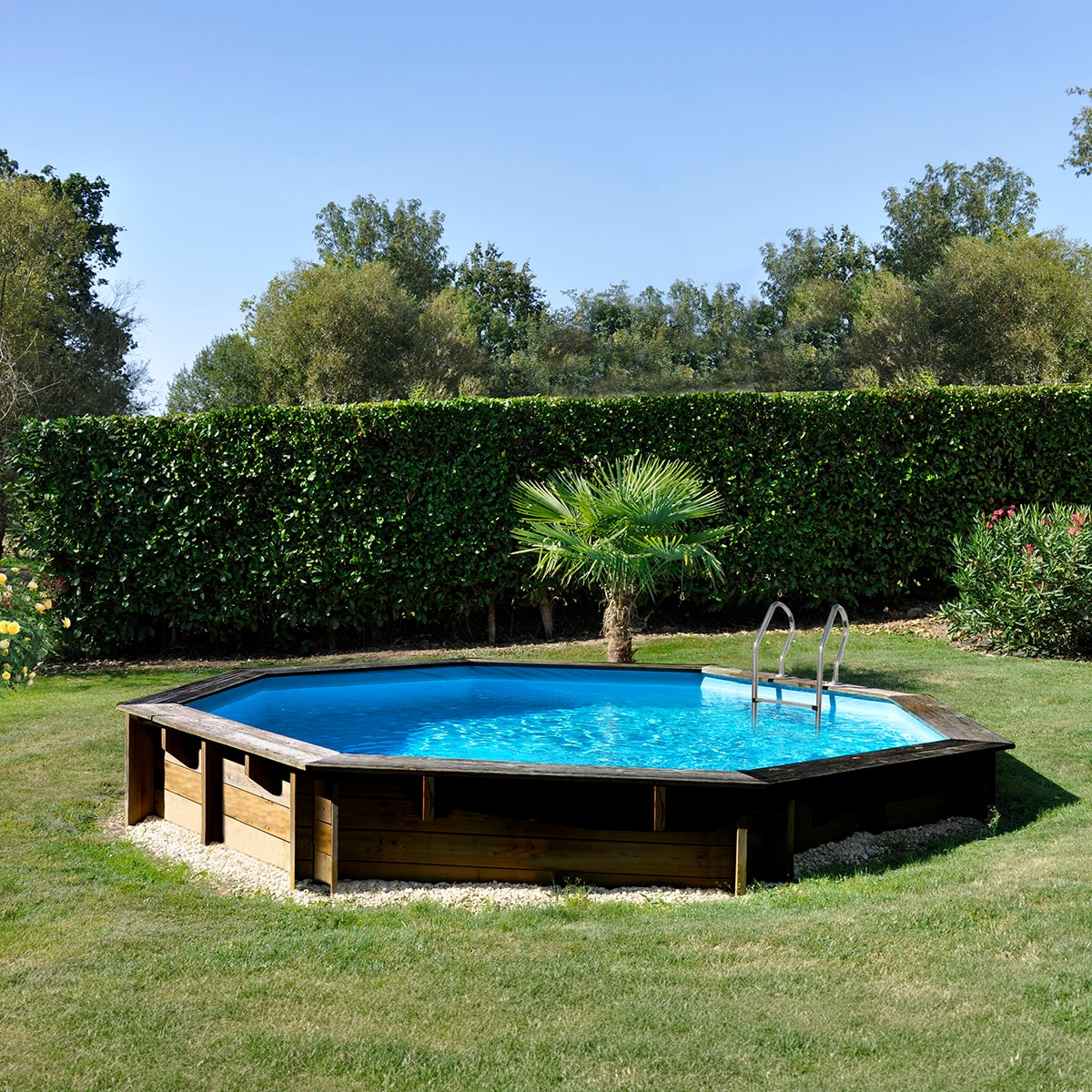 Piscina madera redonda 400x119cm Marrón-9