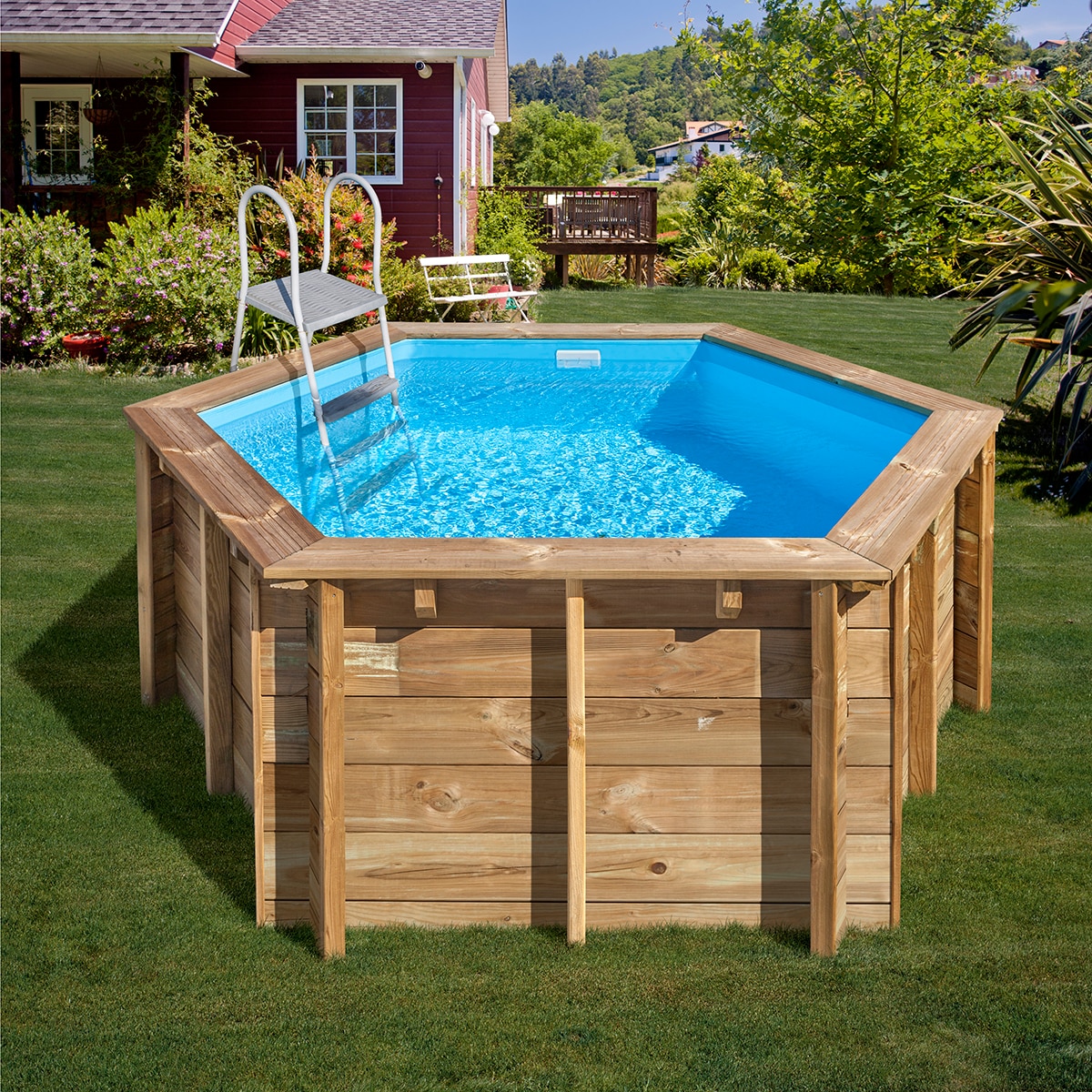 Piscina madera redonda 280x107cm Marrón-6