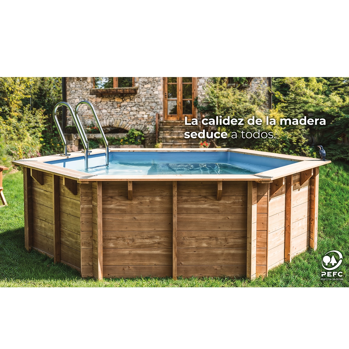 Piscina madera redonda 280x107cm Marrón-8