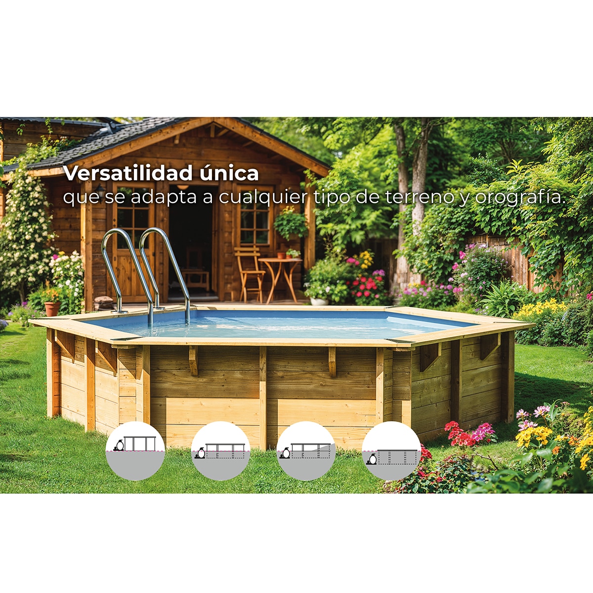 Piscina madera redonda 280x107cm Marrón-10