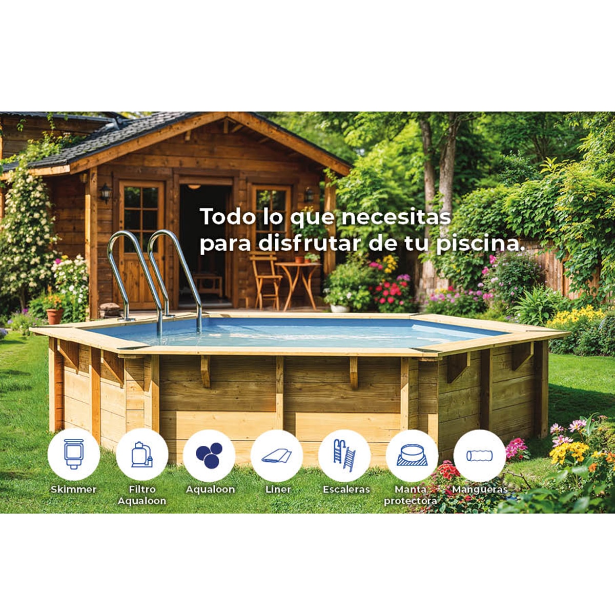 Piscina madera redonda 280x107cm Marrón-12