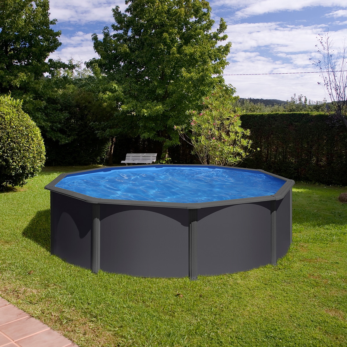 Piscina acero redonda 460 x 120 cm Antracita-7