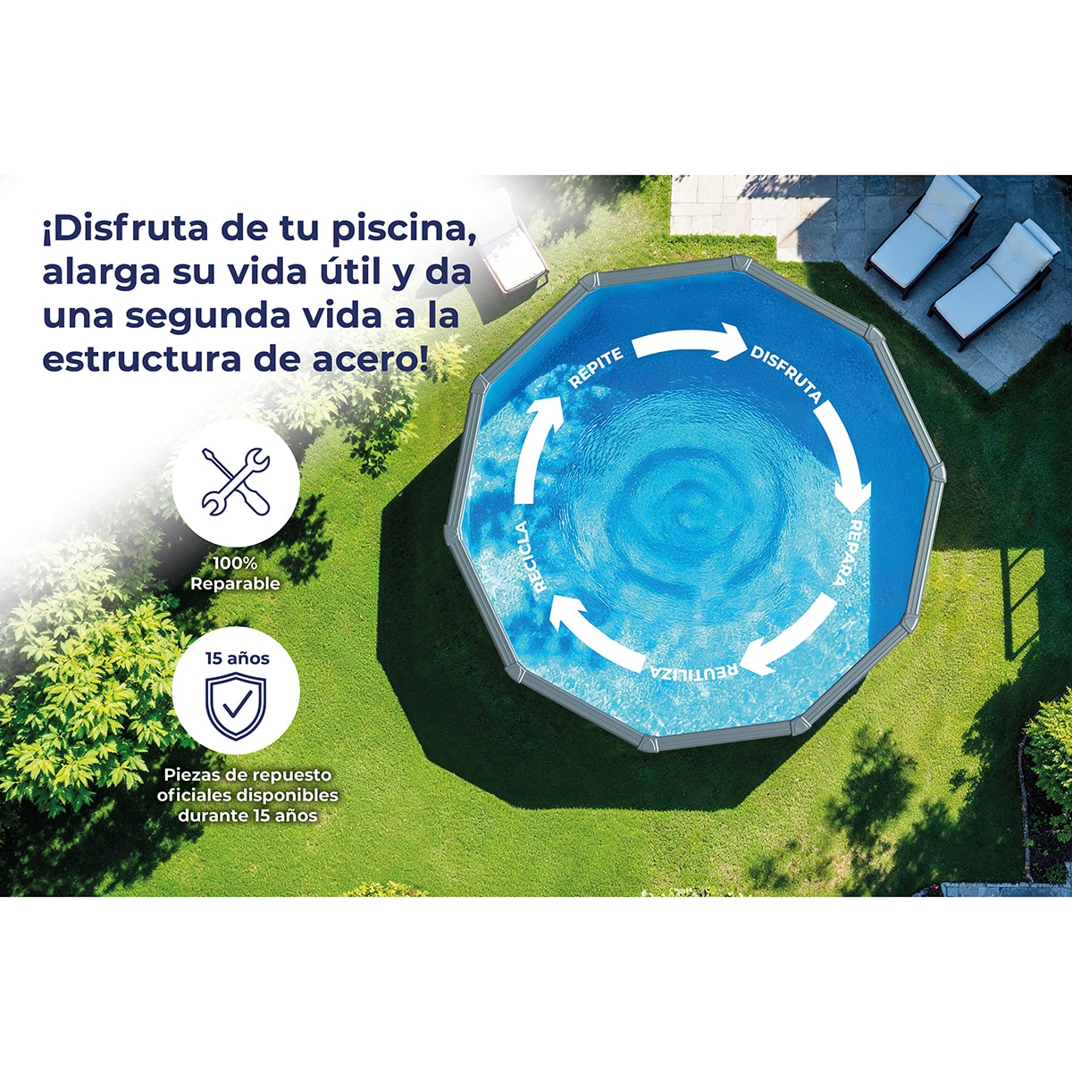 Piscina acero redonda 460 x 120 cm Antracita-13