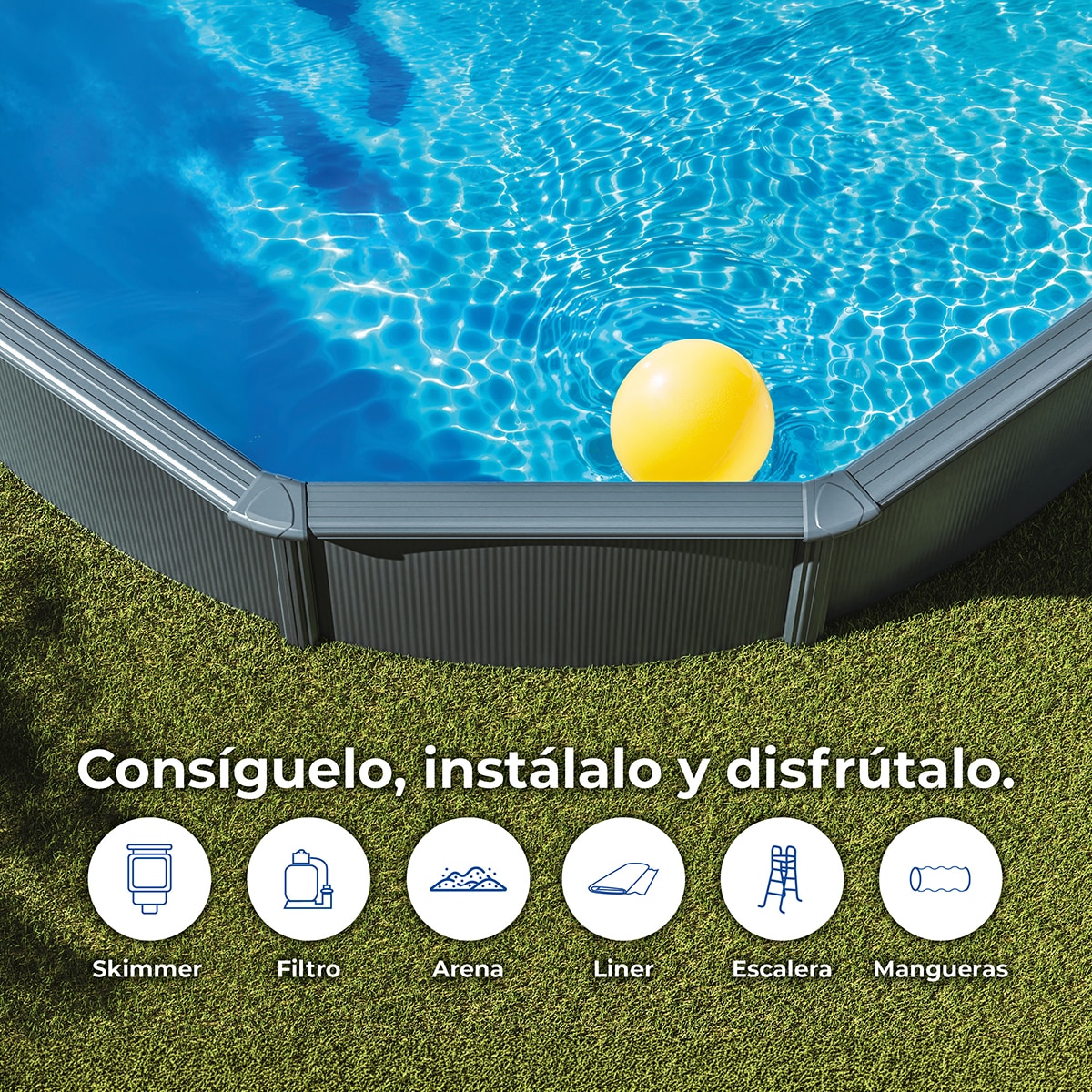 Piscina acero redonda 460 x 120 cm Antracita-14