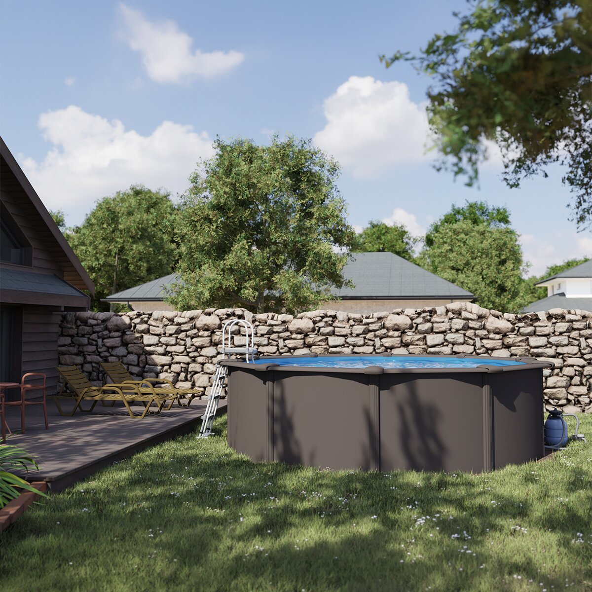 Piscina acero redonda 350 x 120 cm Antracita-7