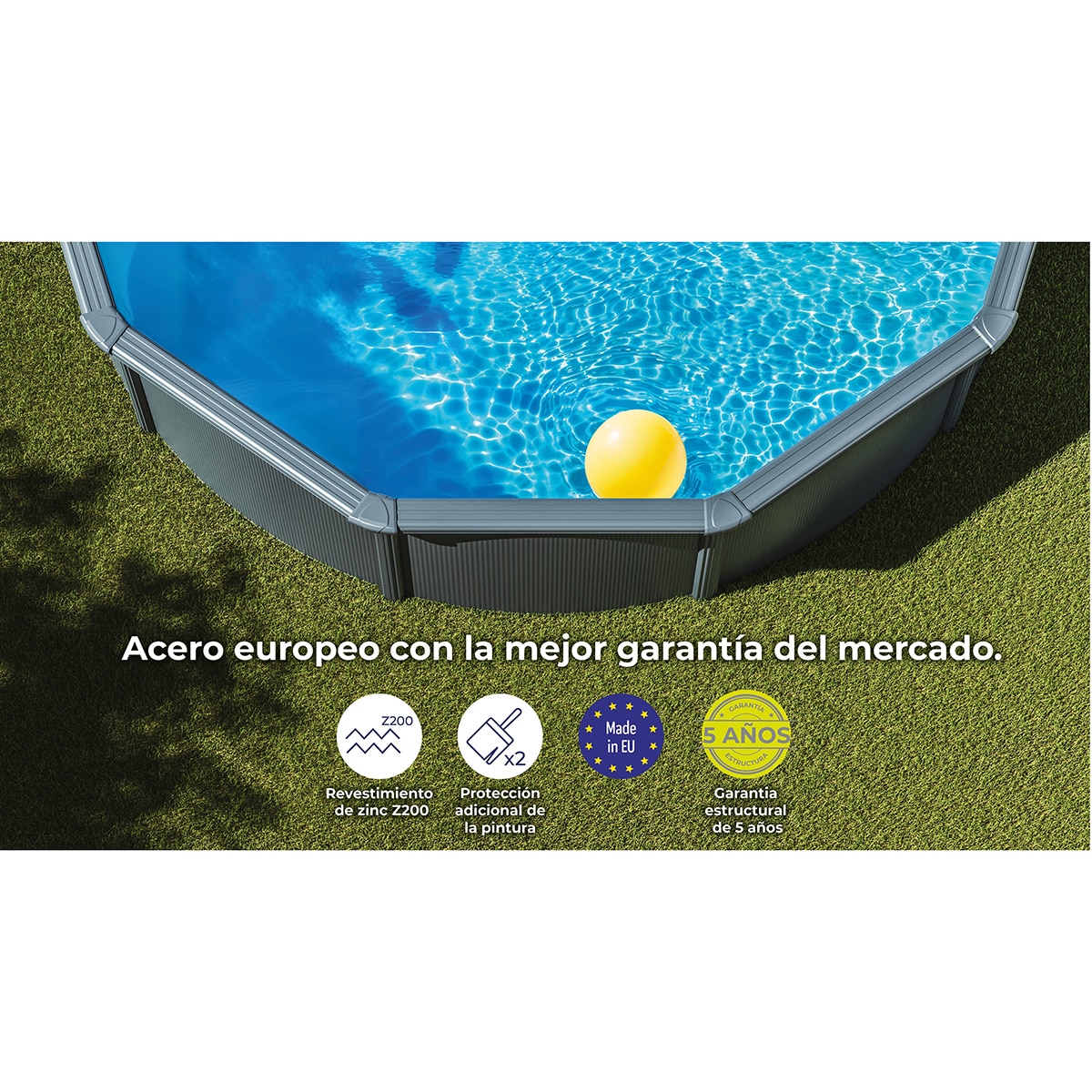 Piscina acero redonda 350 x 120 cm Antracita-12