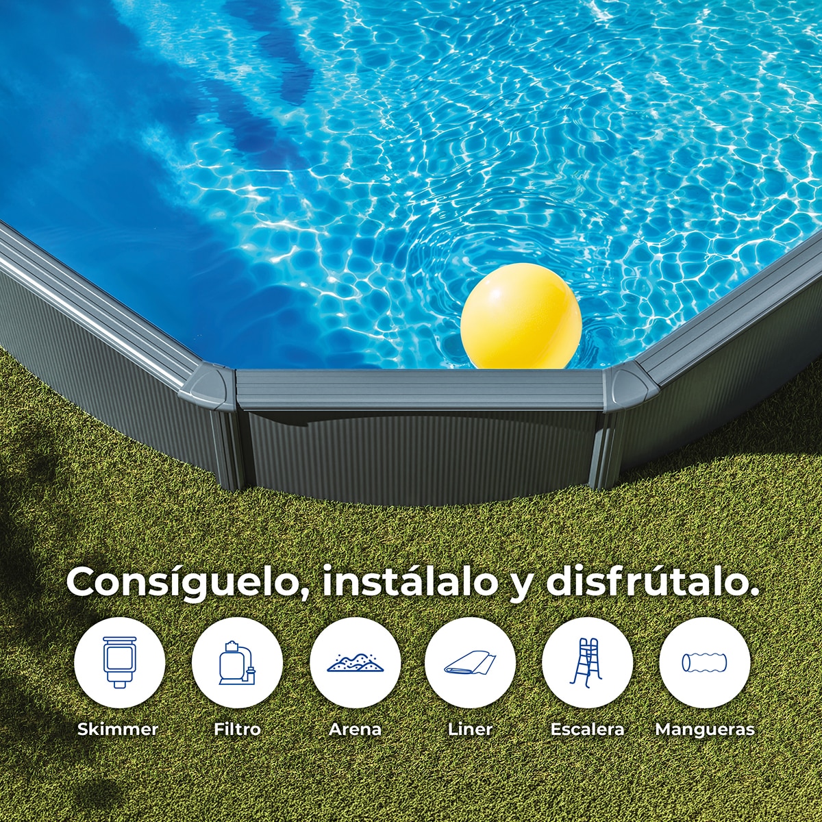 Piscina acero redonda 350 x 120 cm Antracita-15