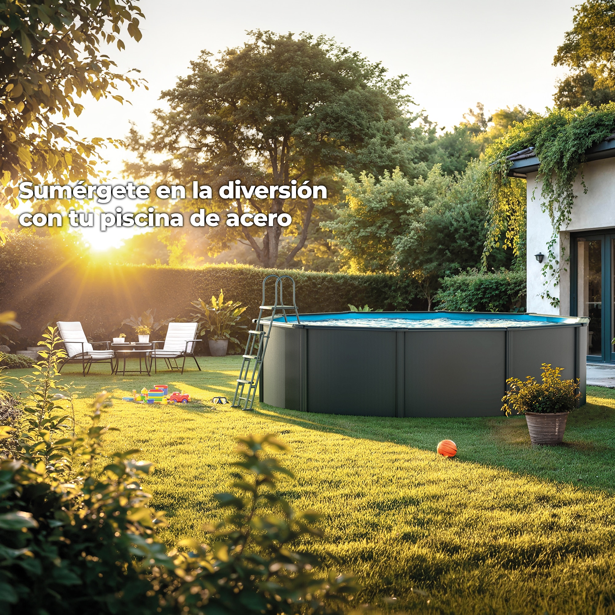 Piscina acero redonda 300 x 120 cm Antracita-10