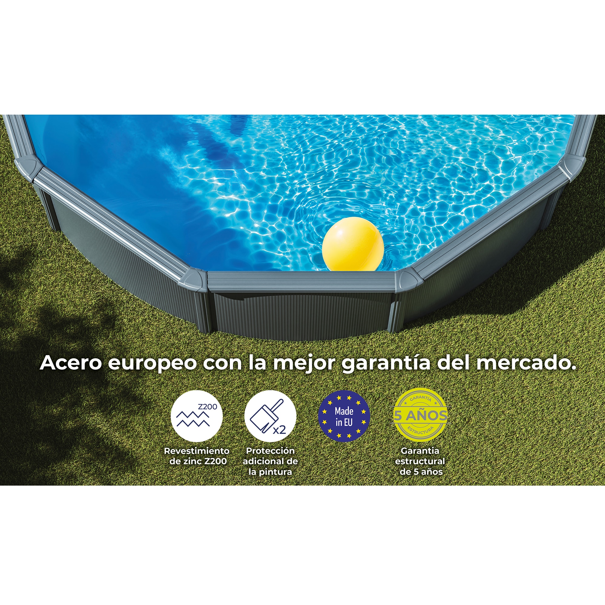 Piscina acero redonda 300 x 120 cm Antracita-11