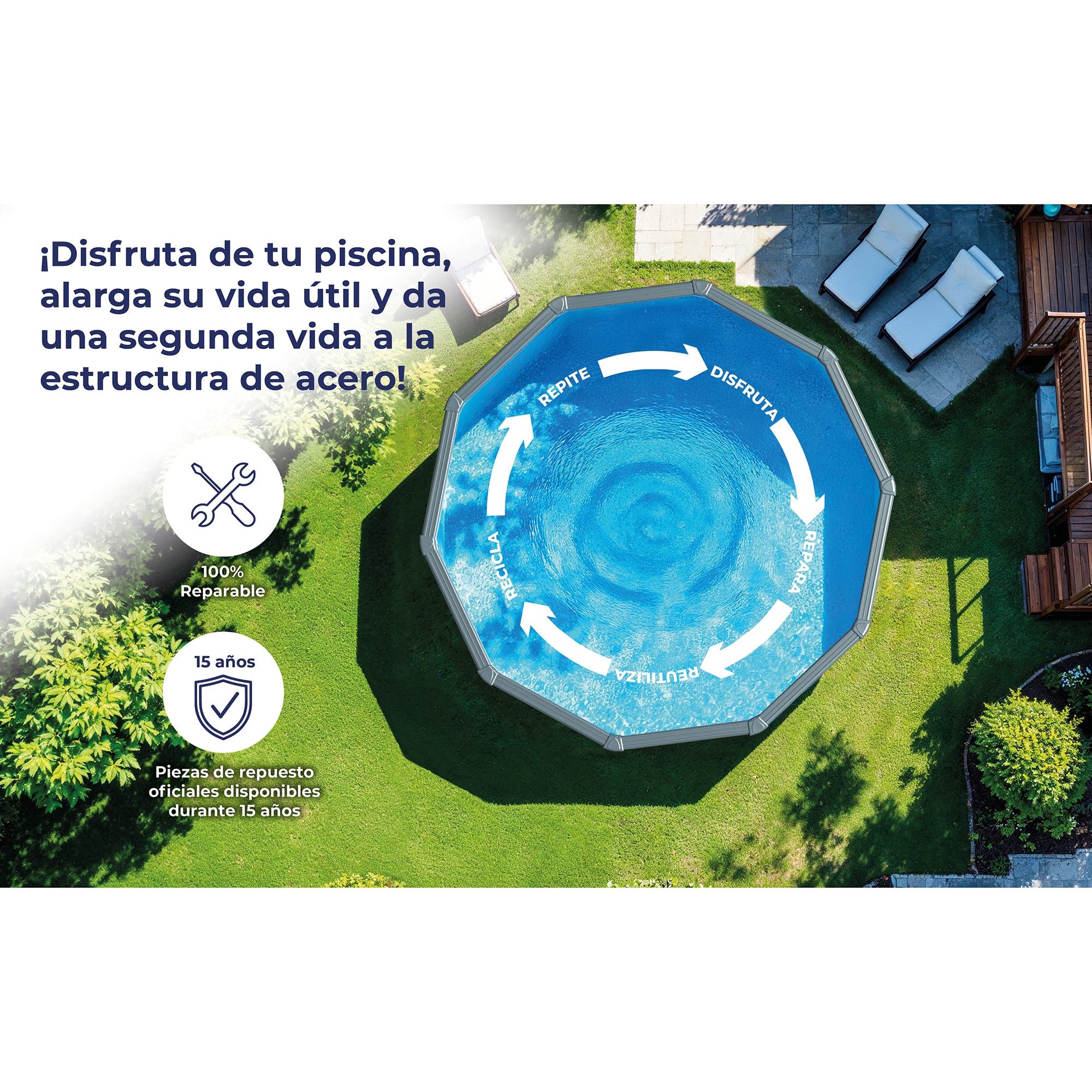 Piscina acero redonda 300 x 120 cm Antracita-13