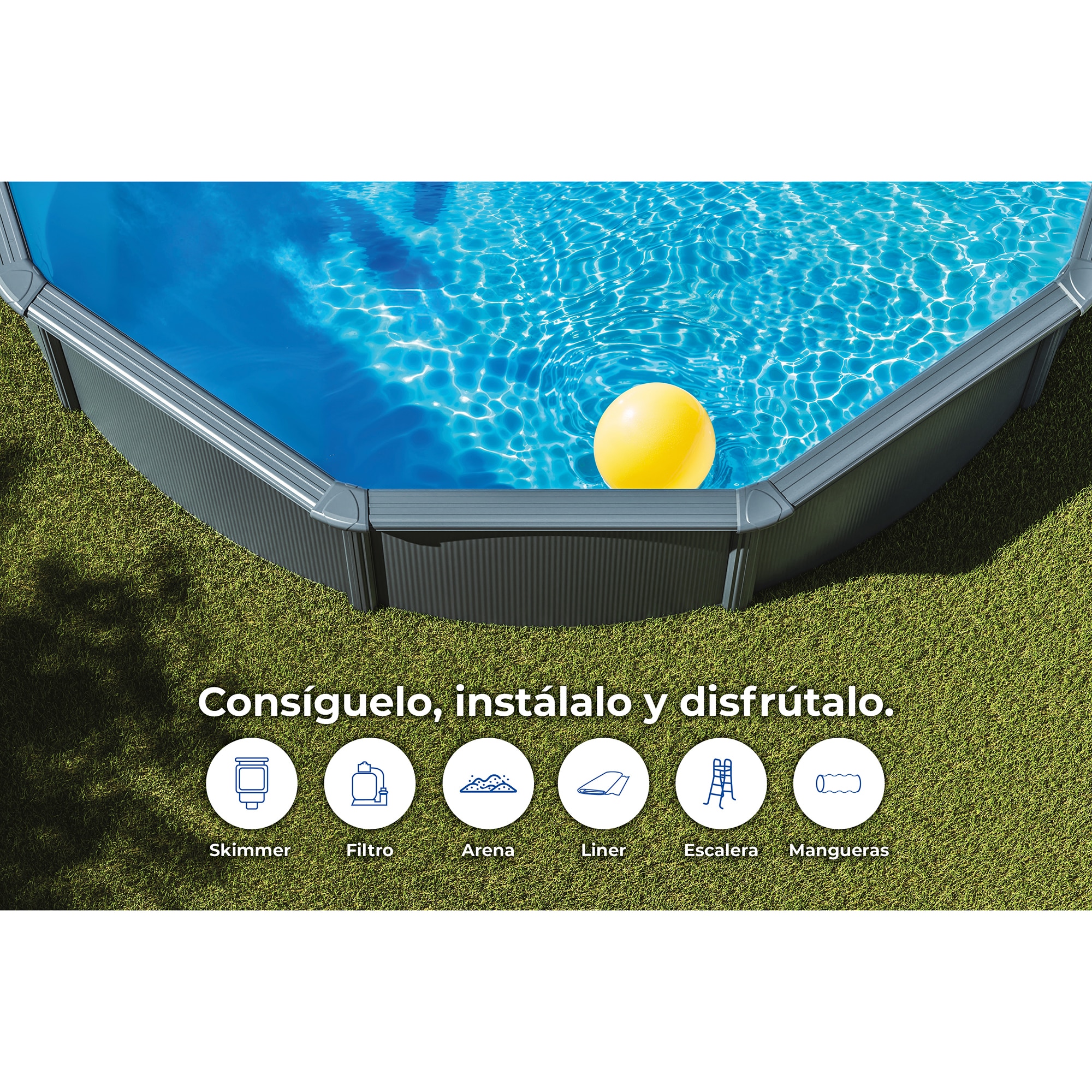Piscina acero redonda 300 x 120 cm Antracita-14
