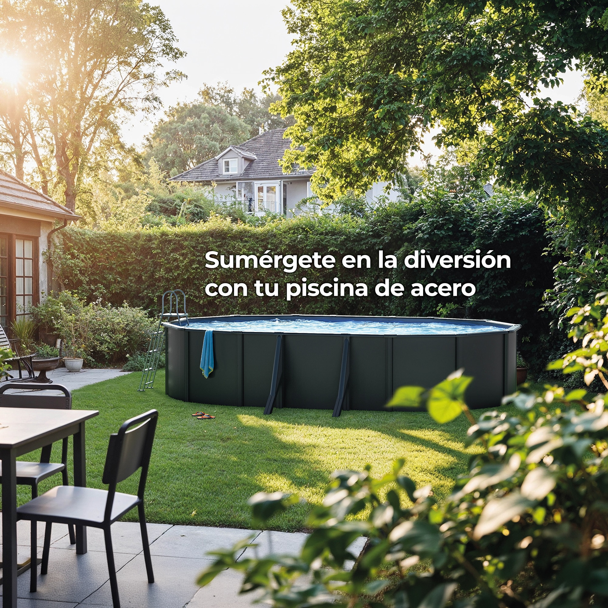 Piscina acero ovalada 730 x 375 x 132 cm Antracita-13