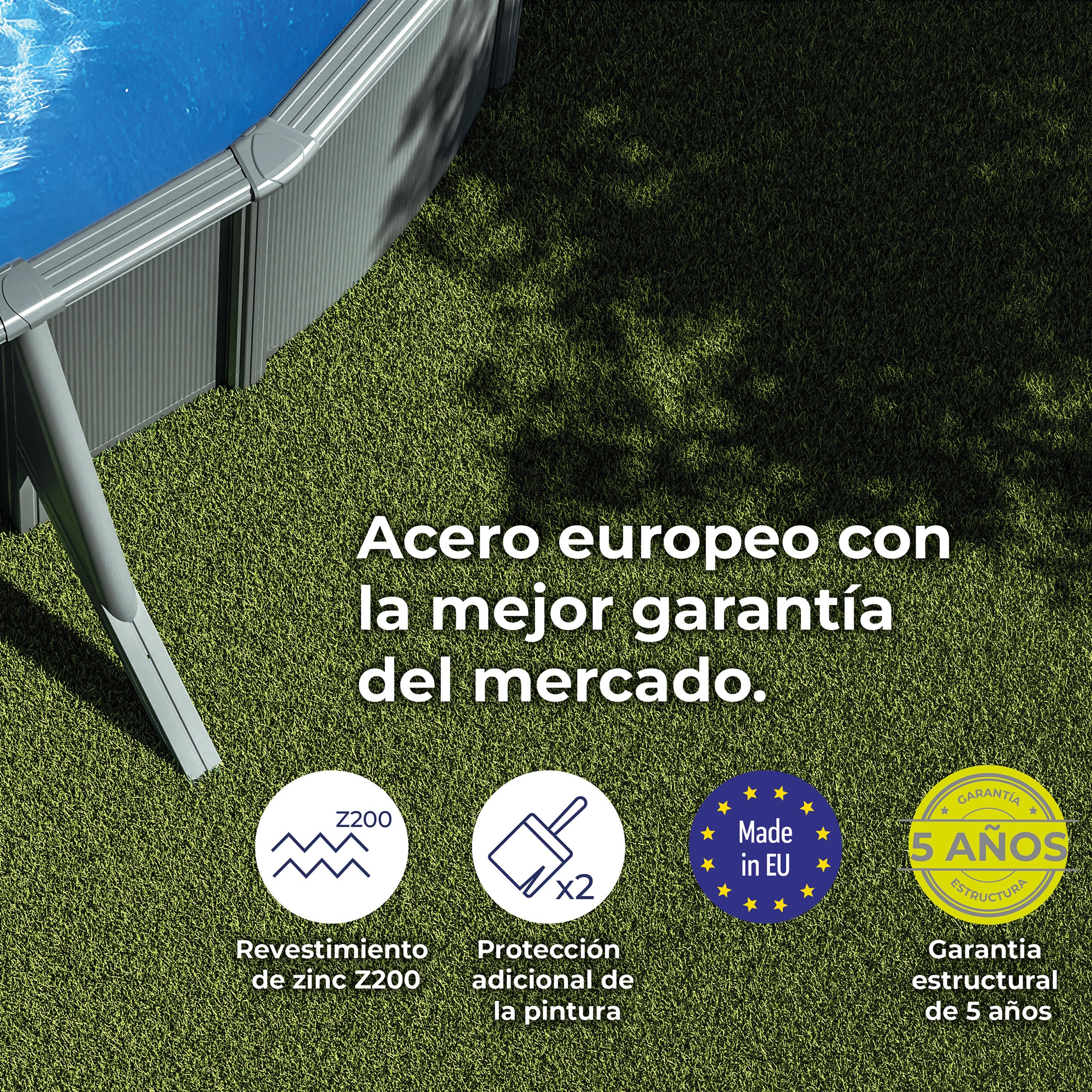 Piscina acero ovalada 730 x 375 x 132 cm Antracita-14
