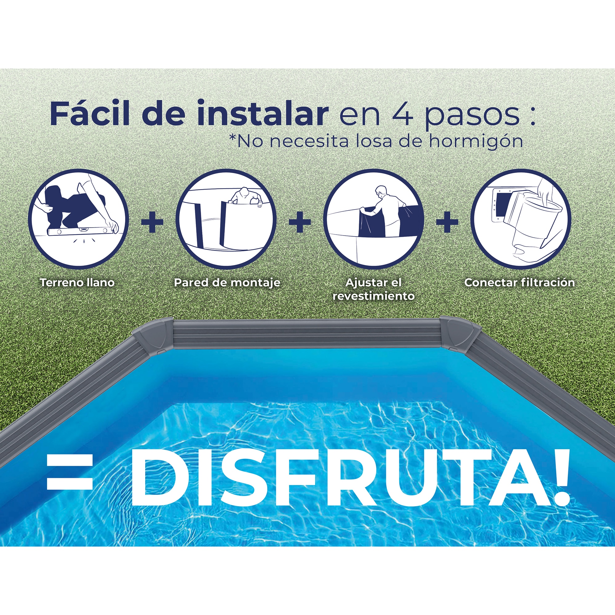 Piscina acero ovalada 730 x 375 x 132 cm Antracita-16