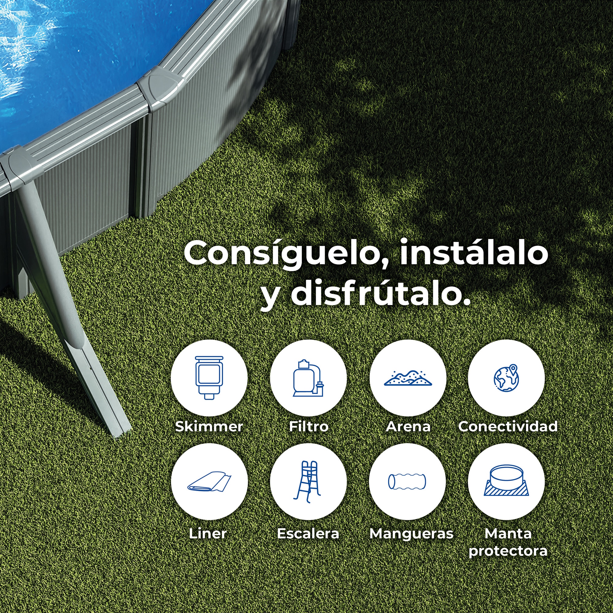Piscina acero ovalada 730 x 375 x 132 cm Antracita-18