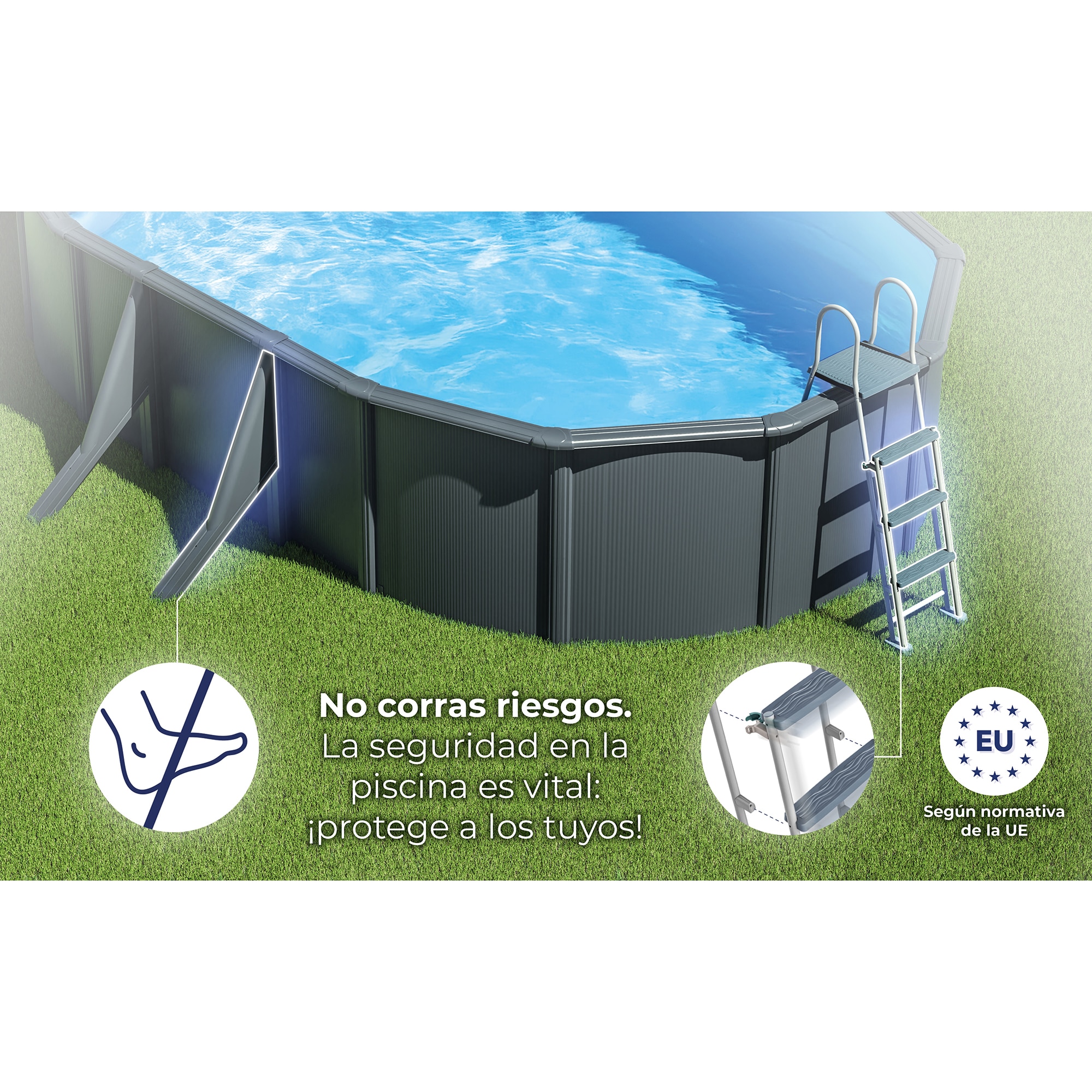 Piscina acero ovalada 730 x 375 x 132 cm Antracita-20