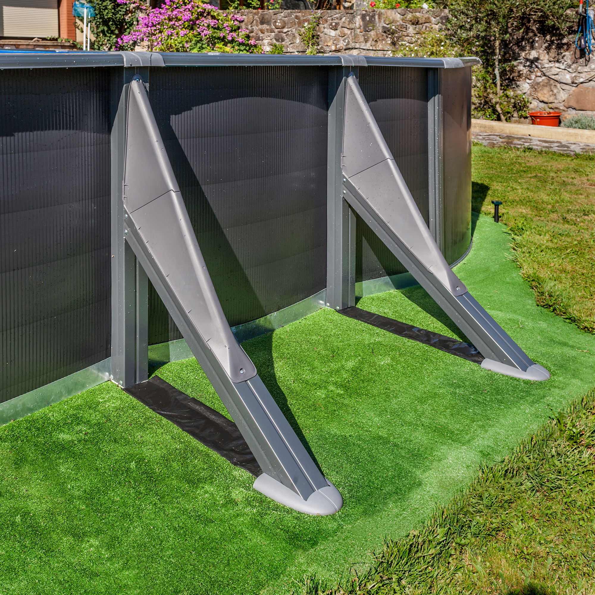 Piscina acero ovalada 610 x 375 x 132 cm Antracita-6