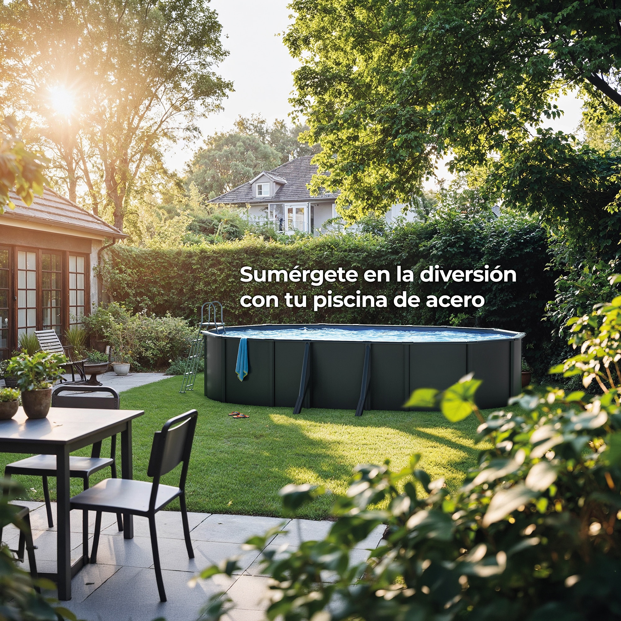 Piscina acero ovalada 610 x 375 x 132 cm Antracita-13