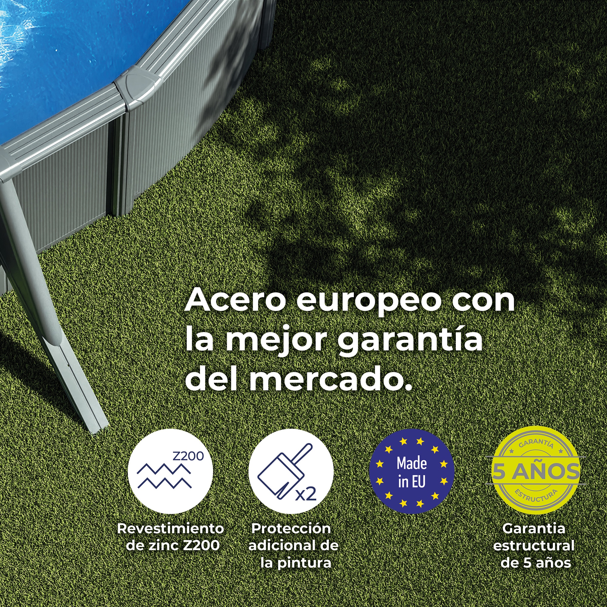 Piscina acero ovalada 610 x 375 x 132 cm Antracita-14