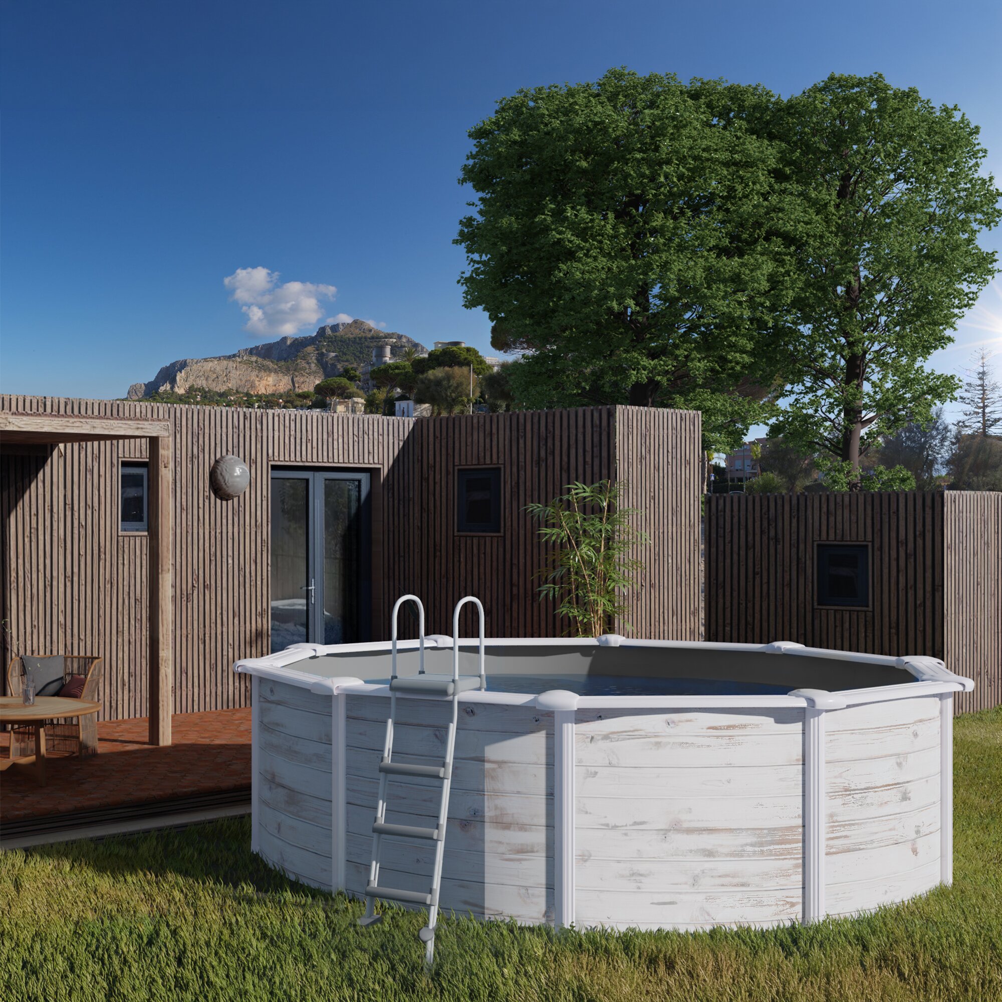 Piscina acero redonda - 460x120 cm Blanco-9